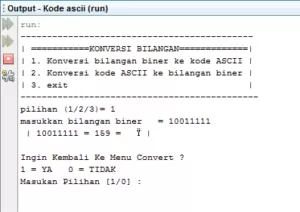 Program Java untuk konversi Ascii ke Biner