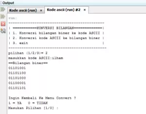 Program Java untuk konversi Ascii ke Biner