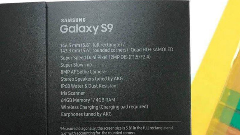 Spesifikasi Samsung Galaxy S9 versi Boks Penjualan