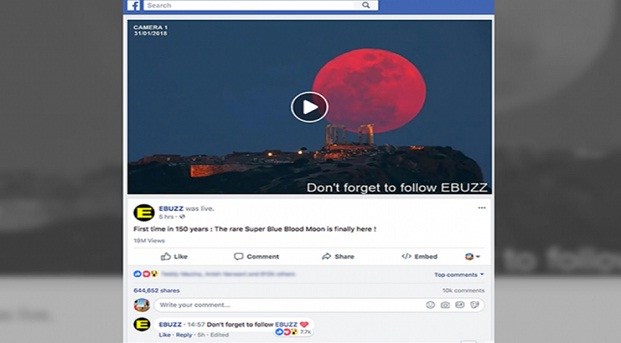 Banyak Yang Kecele, Video Viral Gerhana Bulan Supermoon Di Facebook Ternyata Palsu