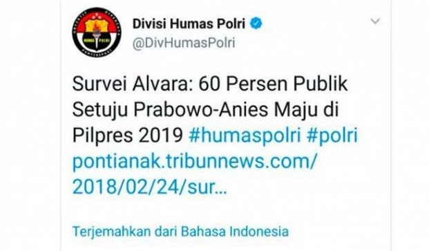 Mabes Polri Pastikanlah Akun Twitter @DivHumasPolri Di Retas