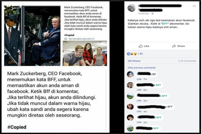 Benarkah Mengetik BFF Di Kolom Komentar Facebook Bisa Untuk Mengecek Keamanan Akun, Ini Penjelasanya