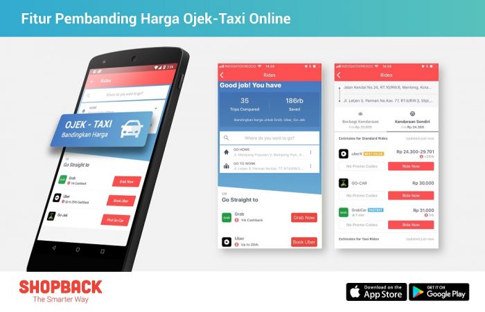 ShopBack Memiliki Fitur Pembanding Harga Transportasi Online