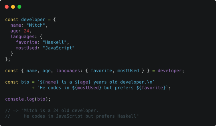 Contoh Destructuring Object dalam Javascript